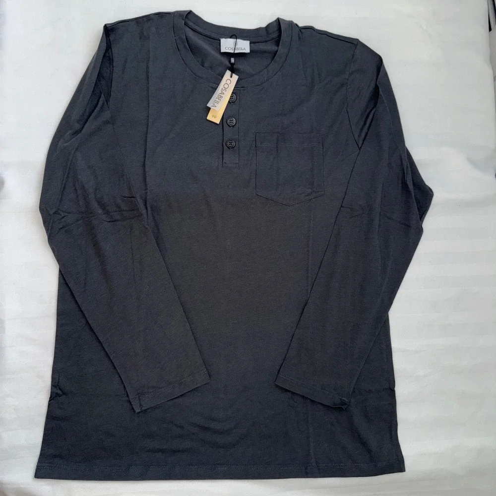 Cosabella Amore Mens Henley Pajama Set Anthracite‎ Pima Cotton Modal Large